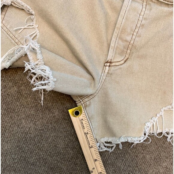 We The Free People Shorts Womens 27 Cut-Off Distressed Button Fly Beige Denim - Picture 7 of 10